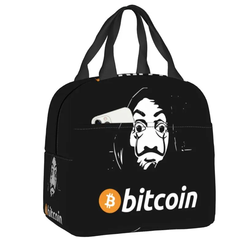 

Bitcoin Bella Ciao Resuable Lunch Box for Women La Casa de Papel Money Heist Cooler Thermal Food Insulated Lunch Bag Office Work