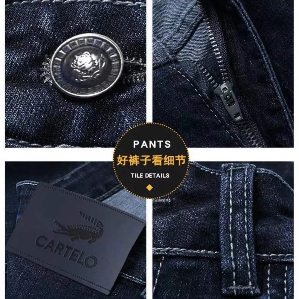 CARTELO Jeans Men Business Casual Black Slim Pencil Pants Male Fashion Skinny Pants Street Hip Hop Party Denim Clothing Men