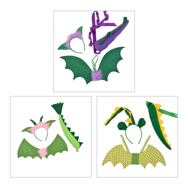 

MXMB Dinosaur Costume Set Dinosaur Wing Ear Tail Stage Animal Fancy Dress Costume Kit