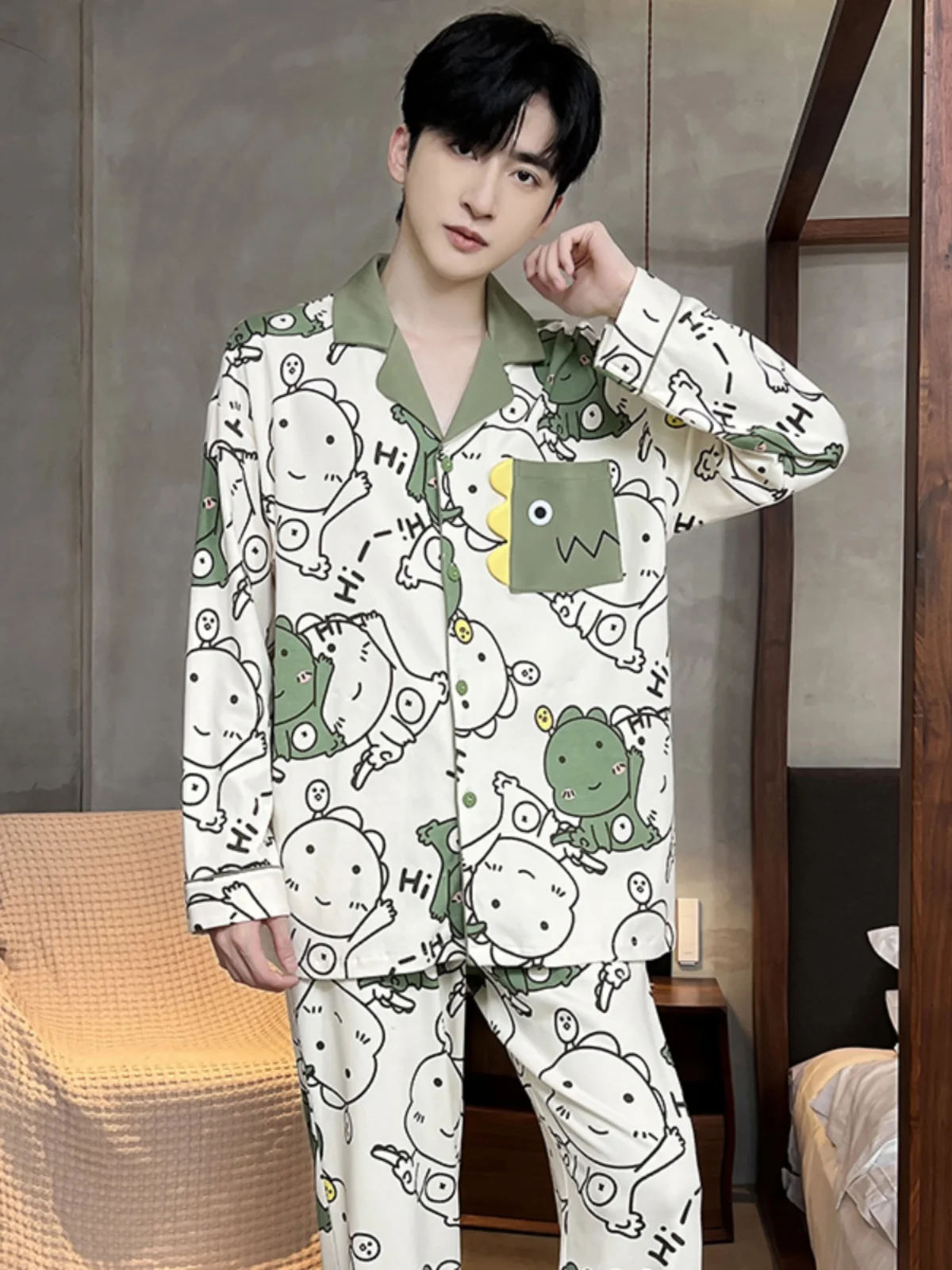 Пижама Мужская с длинным рукавом весна-осень