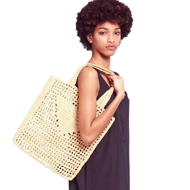 

New Straw Woven Bag In Summer 2022 Large Capacity Hollow Woven Hand-held One Shoulder Beach Bag Fashionable and Popular Elements