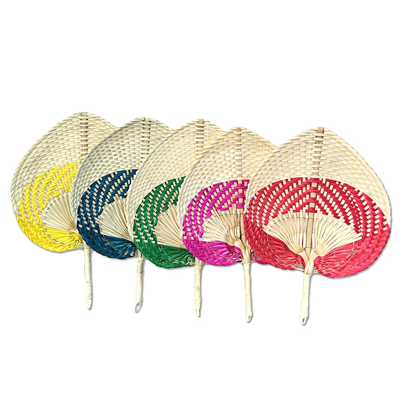 

Natural Summer Cooling Fan Pure Handmade DIY peach Shaped Bamboo Woven Fan Artificial Woven Mosquito Repellent Fan Home Decor