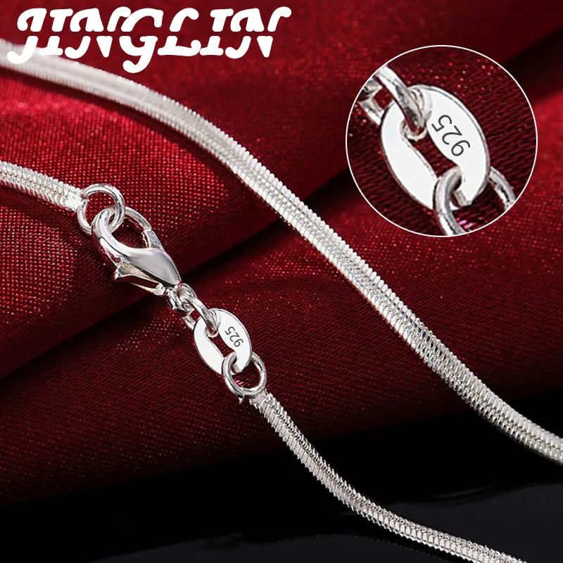 JINGLIN 925 Sterling Silver 16/18/20/22/24/26/28/30 Inch 2MM Flat Snake Chain Necklace For Woman Man Fashion Gift Lady Jewelr