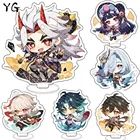 Аниме Фигурка игра Genshin Impact Raiden Shogun Zhongli Косплей акриловая подставка Милая модель пластина настольное украшение стоячий знак брелок