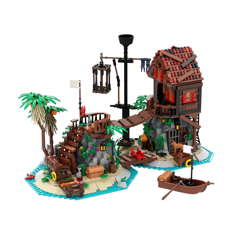 

MOC Pirates 6270 Beach Medieval Castle Model Modular Building Blocks Closed Island Assembly Bricks for Children Birthday Gifts