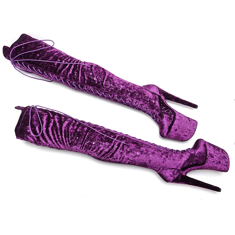 Leecabe  20CM/8inches Pole dancing shoes High Heel over knee closed toe Pole Dance boots