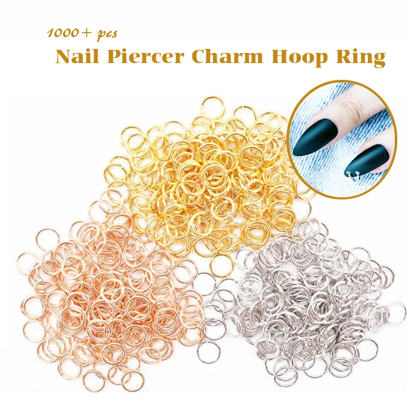 1000pc+ Pierced Arylictips Punk Charms 5-6mm Loops Metal Tools Piercing Jewelry Connect Hoop Decoration Nail Art Alloy Ring 2022