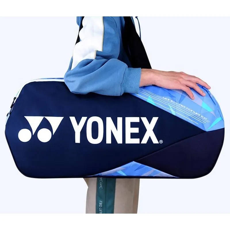 Tour Edition YONEX Badminton Racket Bag Large Collection Tournament Bag Shoe Storage Pocket Holds 2 Tennis Racquets Fine Blue