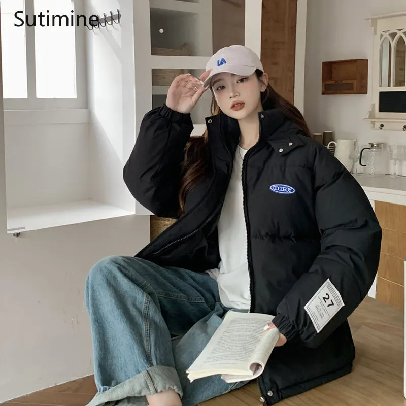 Candy Colored Cotton Padded Clothes Women's Short Loose Cotton Padded Clothes Thickened Office Lady Winter Coat for Women