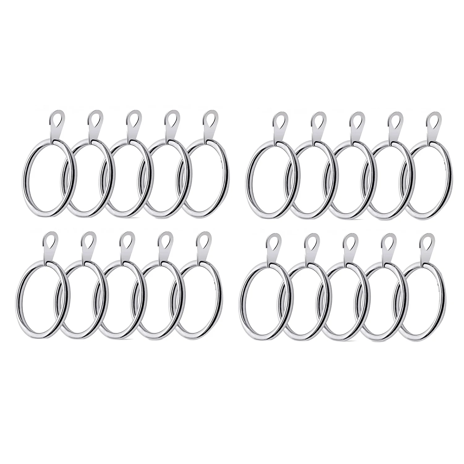 

Curtain Rings and Hooks 20 Pcs Bigger Curtain Rings Metal with 32mm Inner Diameter & Eyelets for Shower Curtains Silver