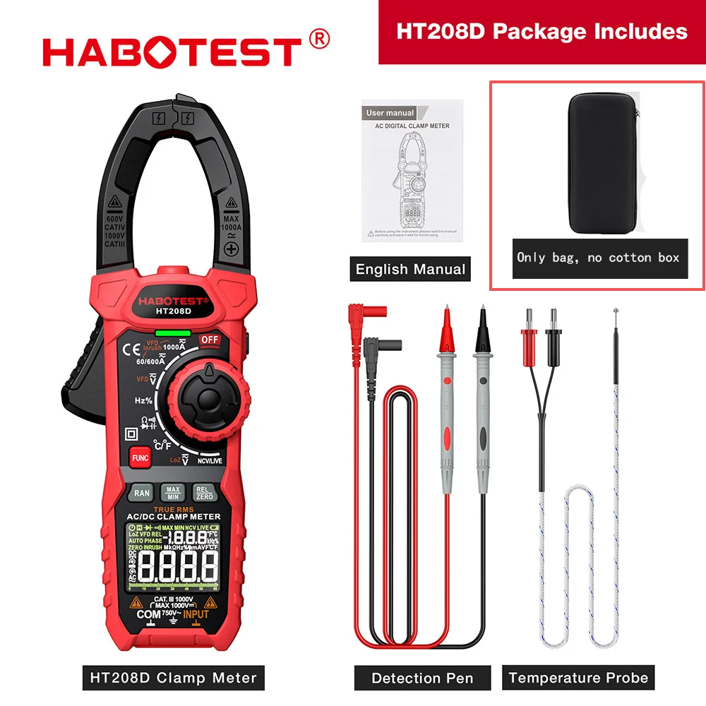 

Цифровые клещи-токоизмерители HABOTEST HT208D
