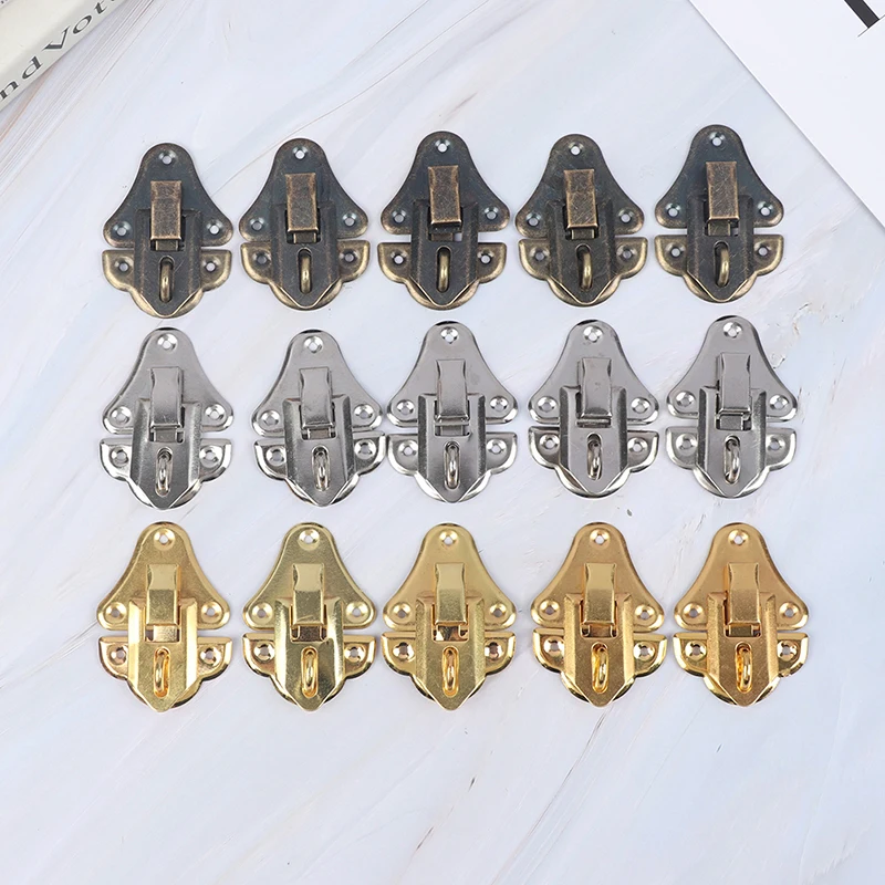 

1-5pc Antique Brass Wooden Case Hasp Vintage Decorative Jewelry Gift Box Suitcase Hasp Latch Hook Furniture Buckle Clasp Lock