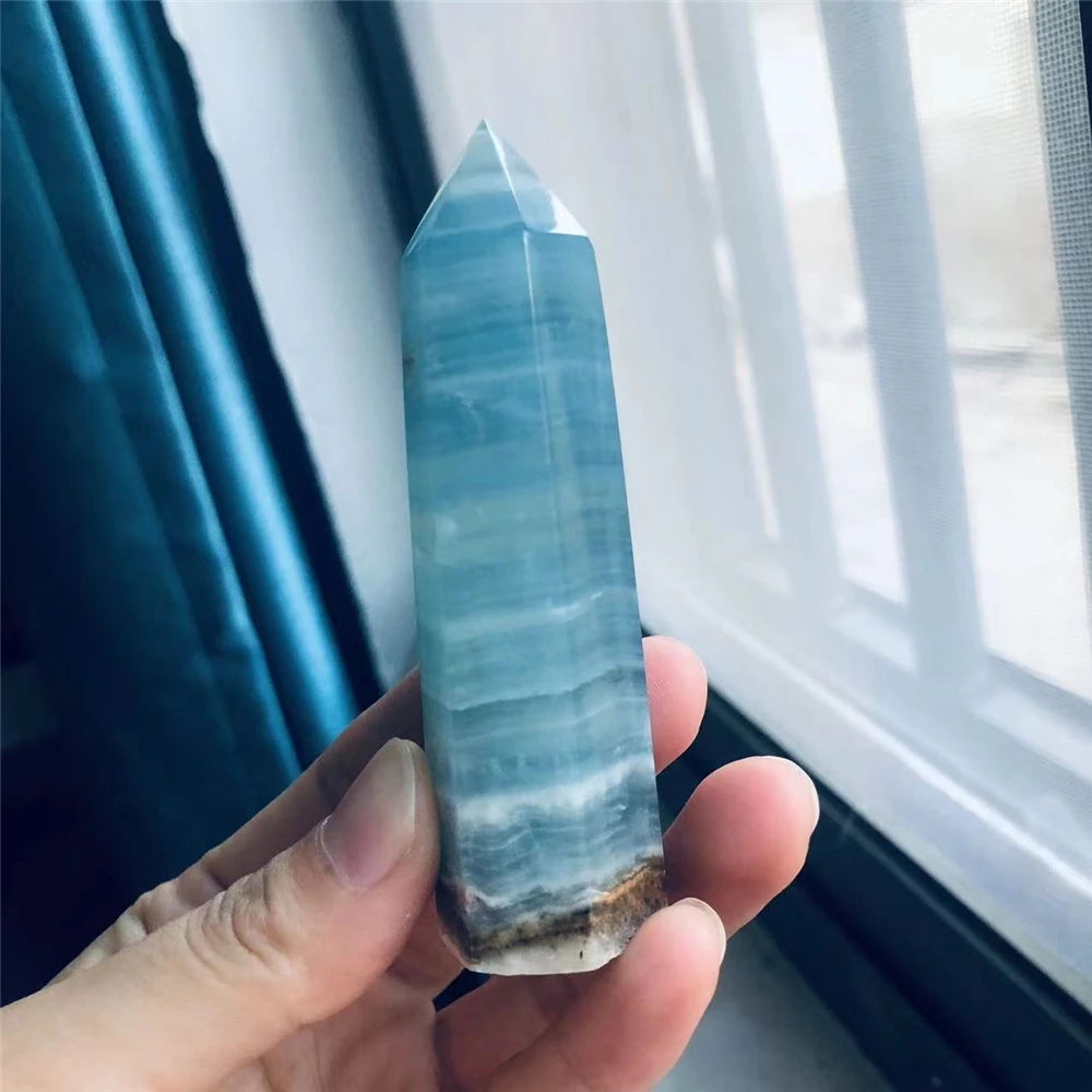 

1PCS Natural Blue Onyx Point Crystal Tower obelisk Minerals Collections Healing Decorative Gemstones