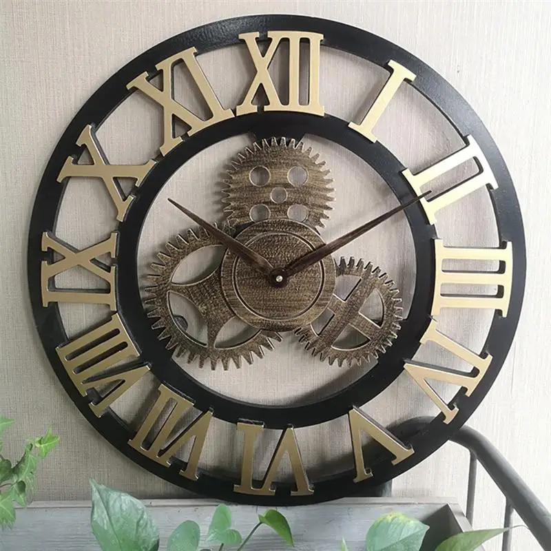 Creative Retro Wall Clock Fashion Wall Clock Decoration Gear Wall Clock Living Room Wall Decor