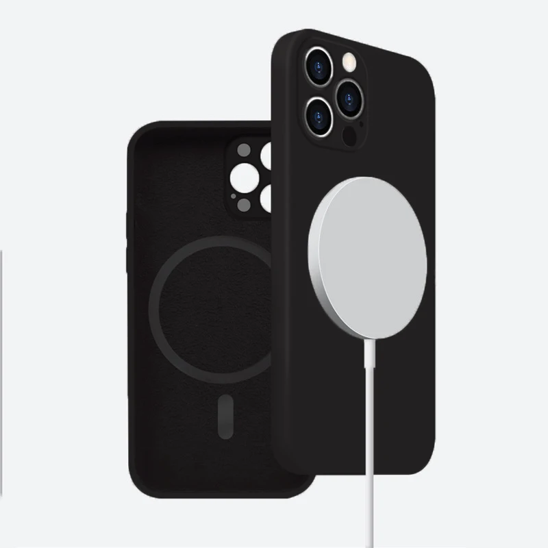 

Magnetic Liquid Silicone Shockproof Phone Case For iPhone 14 13 12 11 Pro Max Mini X XS XR For Magsafe Wireless Charging Cover