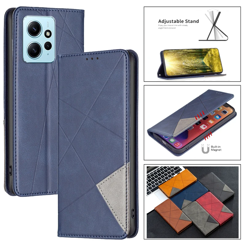 

For Redmi Note 12 Fundas Leather Phone Wallet Case For Xiaomi Redmi Note12 4G Note 12 5G Note12S Cover Magnetic Flip Case Couqe