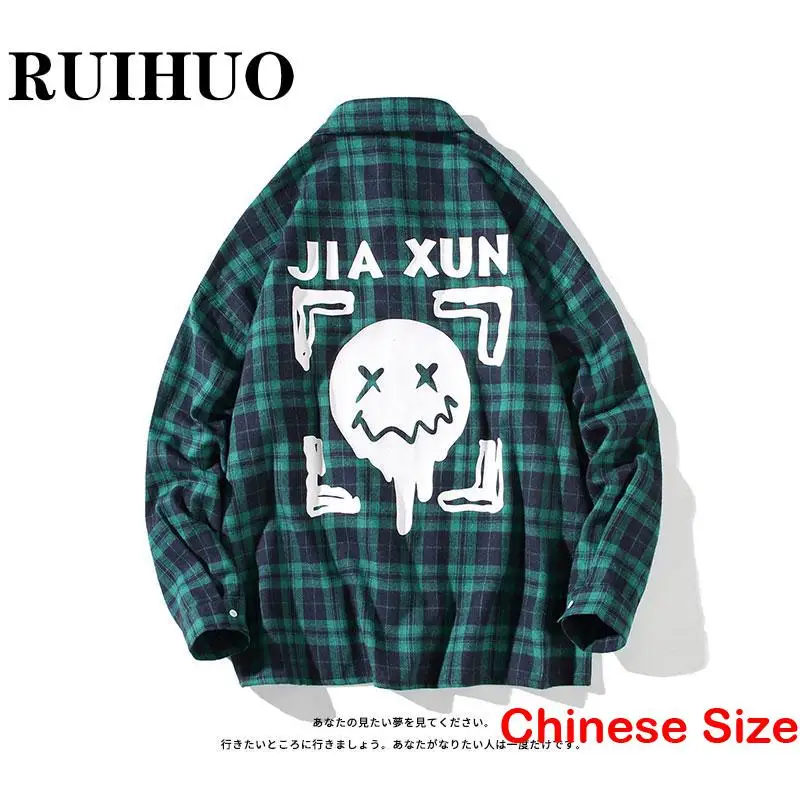 

Рубашка RUIHUO мужская повседневная в клетку, модная рубашка в Корейском стиле, с длинным рукавом, китайский Размер 5XL, весна 2023