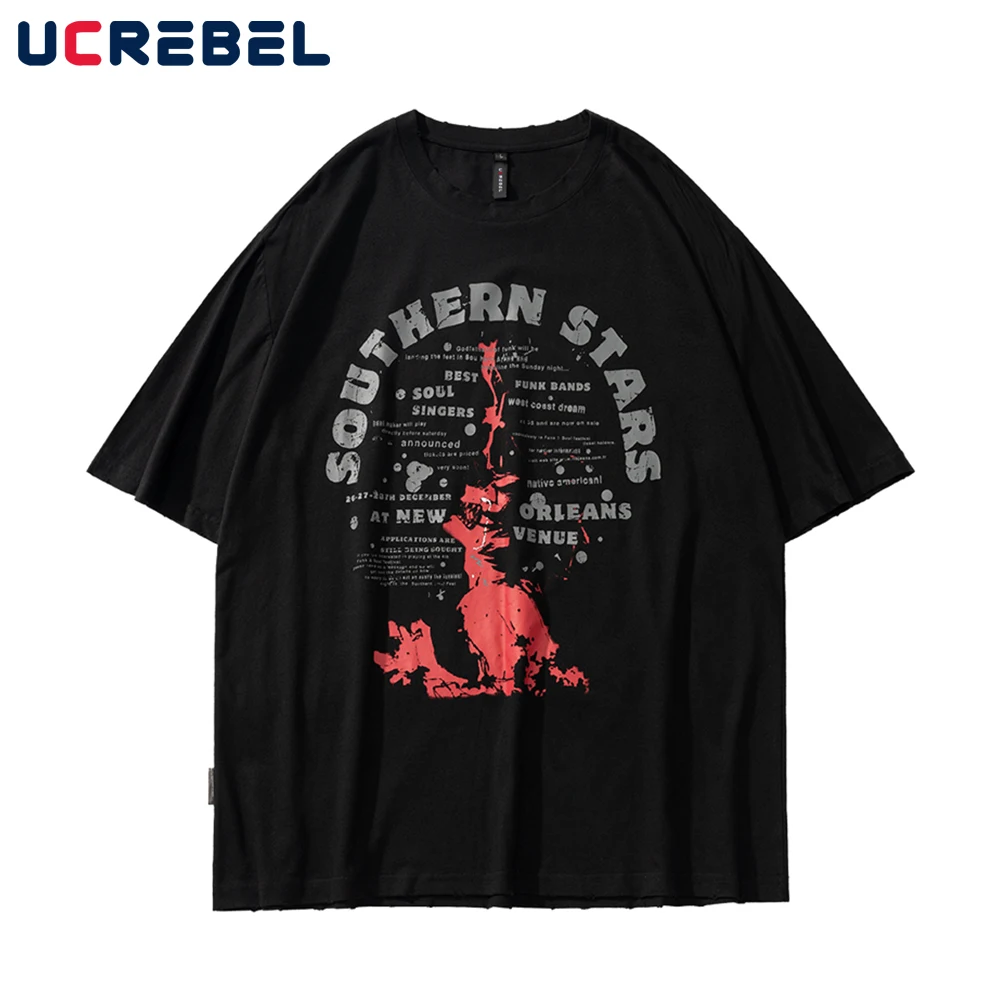 

Футболка мужская с коротким рукавом и абстрактным принтом букв, хлопковая тенниска с круглым вырезом, Повседневная Уличная одежда свободно...