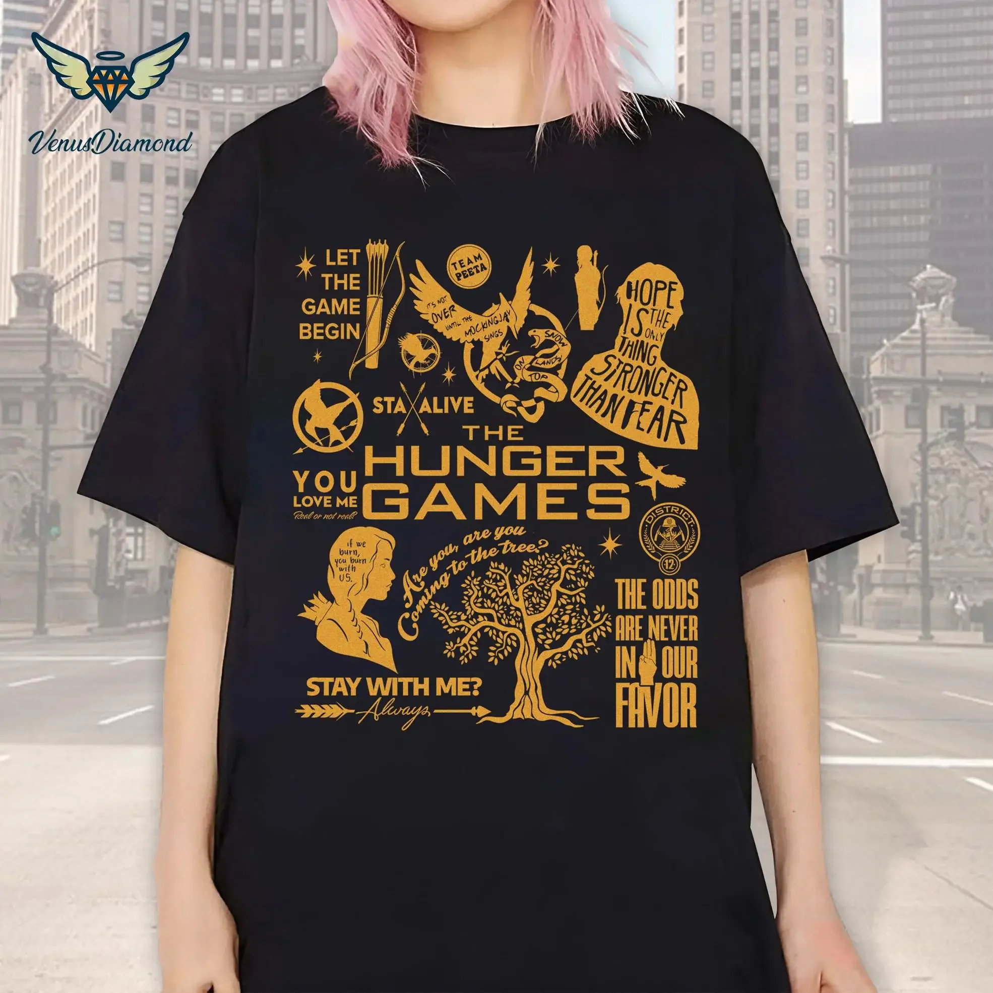 Фото Винтажная футболка The Hunger Games Doodle ArT SweaT Coriolanus Snow Peeta Mellark №1