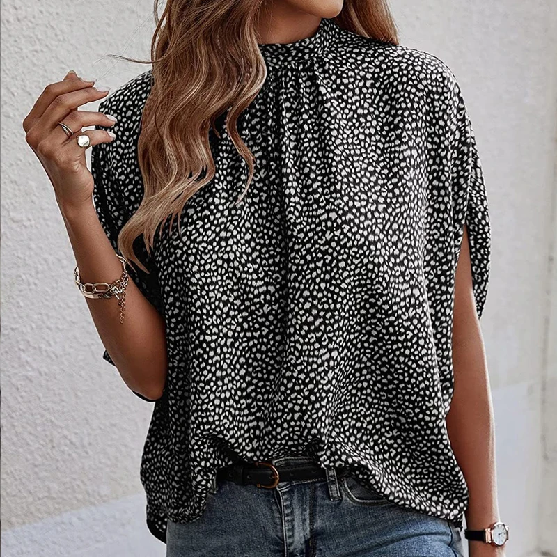 

Женская Свободная блузка с коротким рукавом, в винтажном стиле