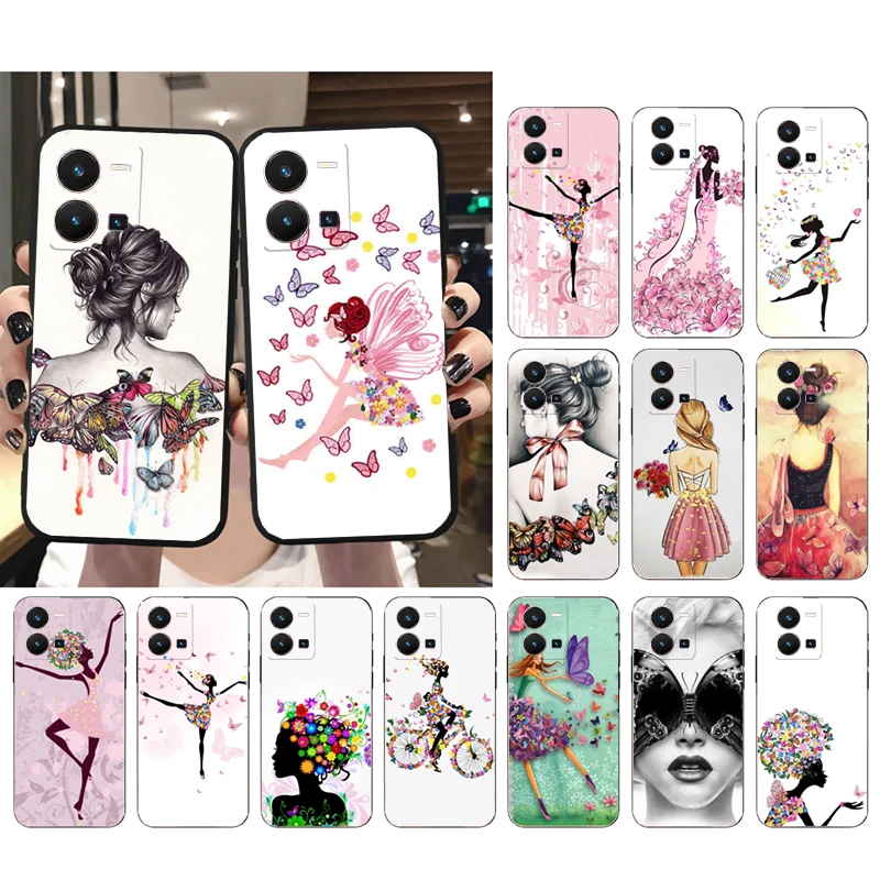 

Butterfly Dancing Girl Phone Case For VIVO Y53S Y33S Y11S Y31 Y21 Y70 Y20 Y21S Y72 Y55 Y76 Y51 Y01 V23E V21 V23 V21E Case