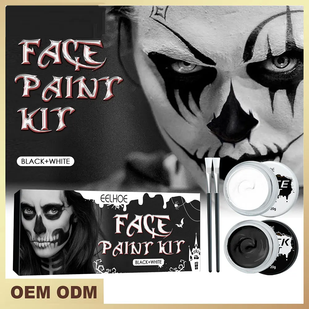 

Halloween Black and White Body Painting Human Vampire Zombie Skeleton Face Horror Special Effects Makeup Paint Theme Party