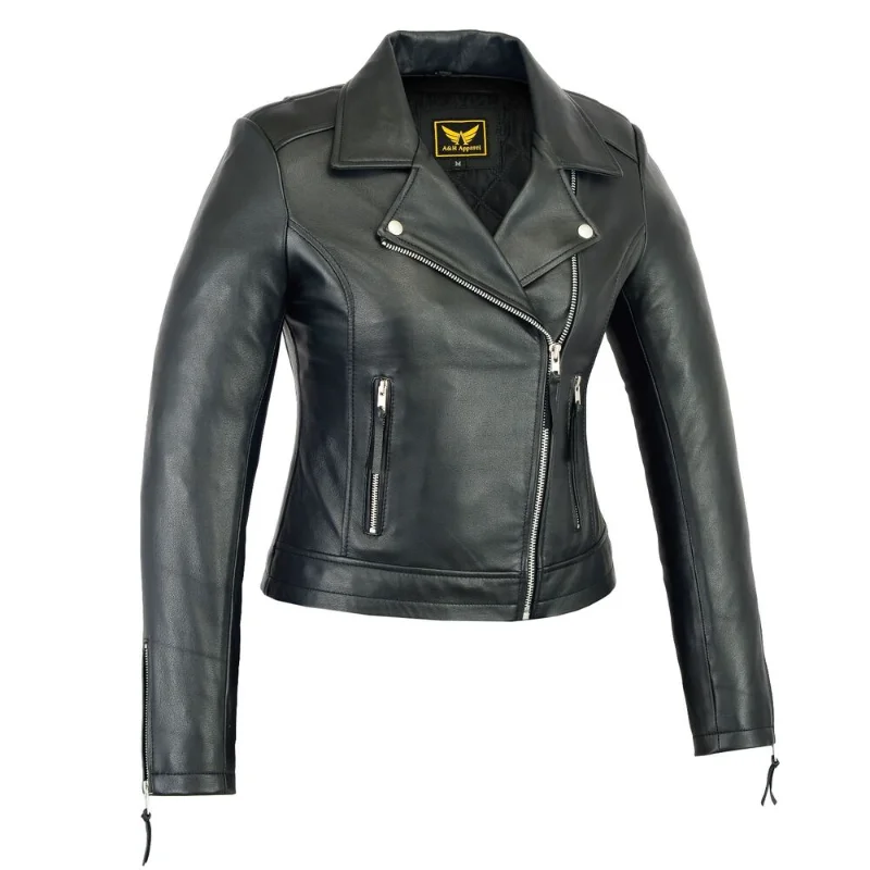 Women's Leather Clothing Sheep Motorcycle Casual Soft Light Leather Jacket Black Fashion Trend