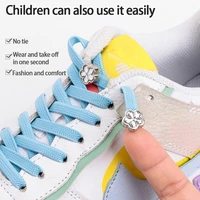new diamond flower no tie shoelaces colorful rhinestone shoe laces without ties elastic laces sneakers kids adult flat shoelace