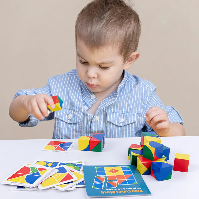 

Children's Cube Space Thinking Building Blocks Wood Intelligence Training Logical Reasoning Baby Educational Puzzle Montessori