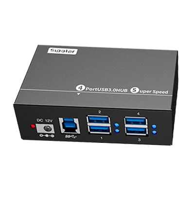 Фото Металлический разветвитель Sipolar с 4 портами Mini USB 2,0 3,0, мощность 12 В, мощность 1 А, быстрое крепление для ПК, ноутбука, мобильного телефона №2