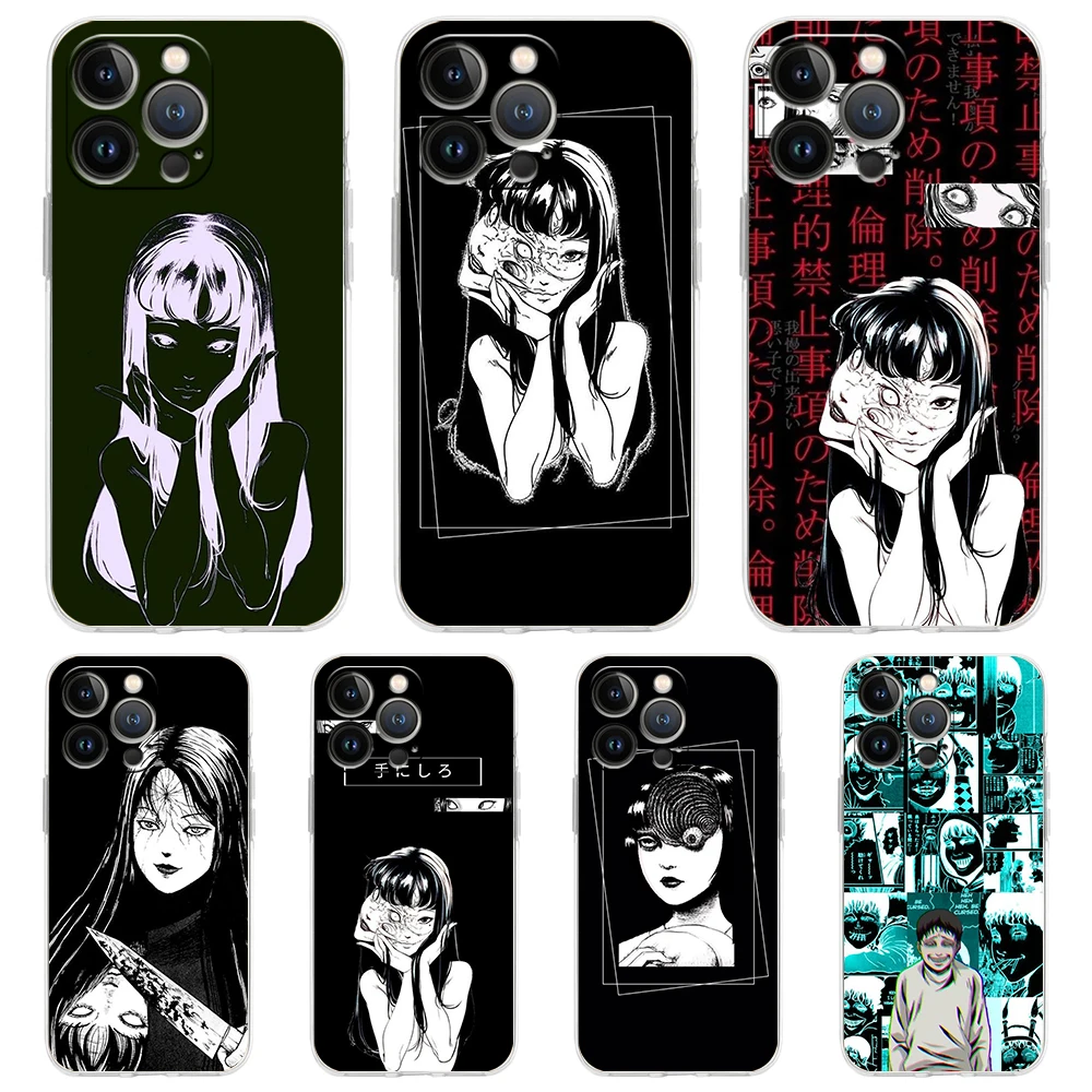 

Junji Ito Terror Horror Case for iPhone 14 13 12 Pro Max Cover Transparent for iPhone 11 Pro Max 7 8 Plus X XS XR SE2020 Shell
