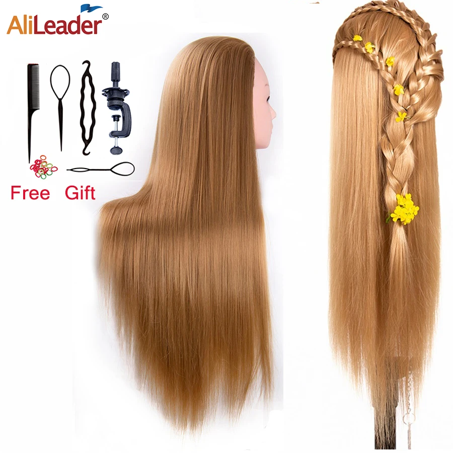 

Голова манекена с волосами, тренировочная голова, голова куклы 65 см, манекен с синтетическими волосами, тренировочная голова для укладки и о...