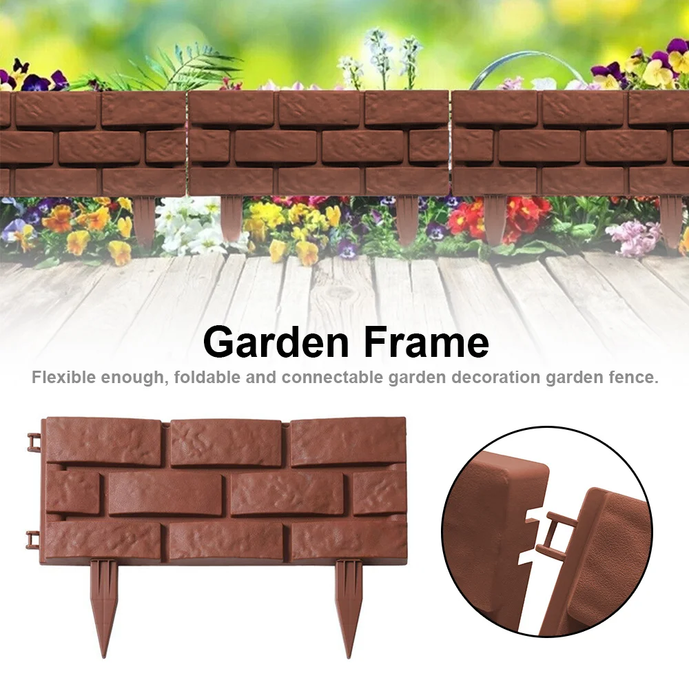 

Garden Edging Border DIY Decorative Flower Grass Bed Border Interlocking Landscaping Edging Stones Brick Effect Plastic Outdoor