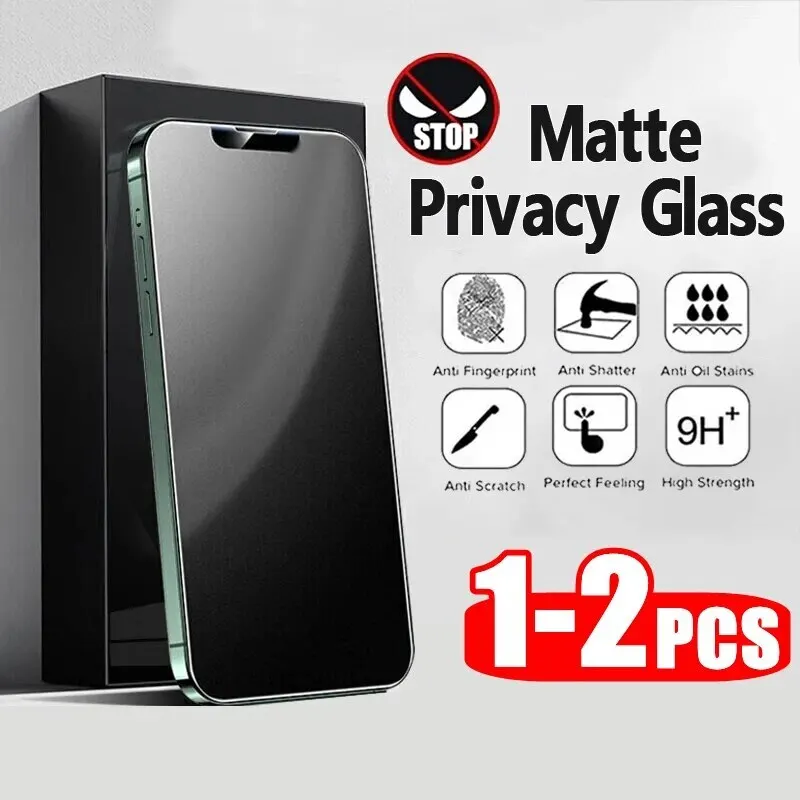 1/2Pcs Matte Privacy Anti-Peep Tempered For Iphone 12 11 13 Pro Max 14 15 Plus Glass Frosted Screen Protectors Film