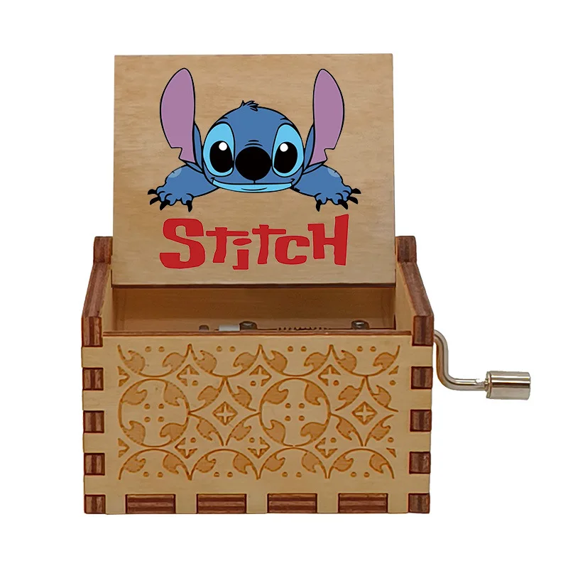 Музыкальная шкатулка Disney Stitch УФ-картина лазерная гравировка деревянная рукоятка