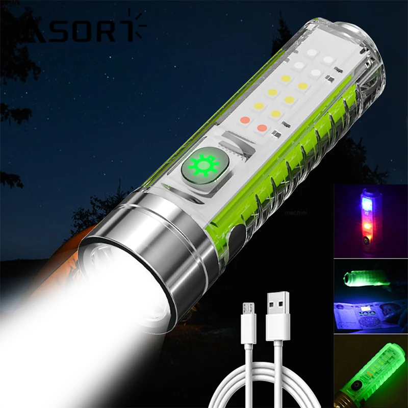 Multifunction Flashlights Torch for Camping Reparing Working Reading Rechargeable UV Light Super Bright LED Flash light