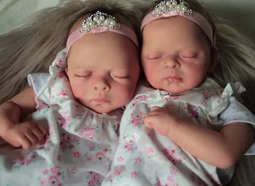 

NPK 20Inch Clearance Lifelike Reborn Doll Kit Twins Pia & Maditha with Bodies unfinished Doll Parts