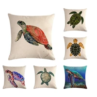 turtles cotton linen cushion cover fun of ocean animal decorative pillows cover for sofa nordic coussin decoration h769