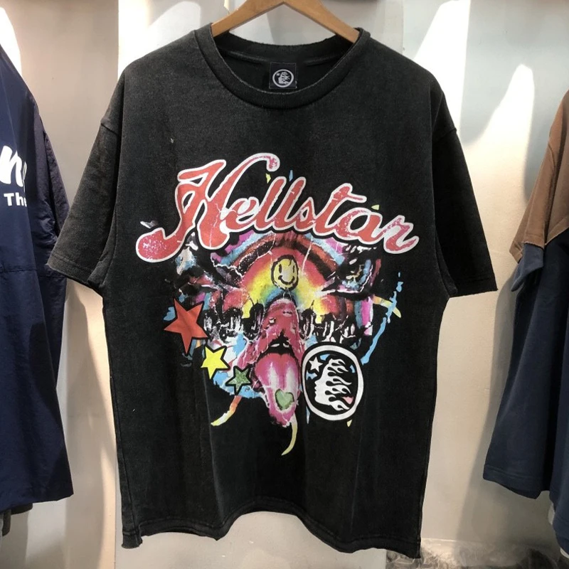 

Oversize Hellstar Studios Tshirts Creative Letter Printed Short Sleeve Tops Original Label Hellstar T-Shirt for Men Women