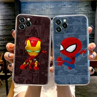 iron man spiderman phone case for apple iphone 11 12 13 pro max xr xs x 8 7 se 2020 plus cute clear cover marvel captain america