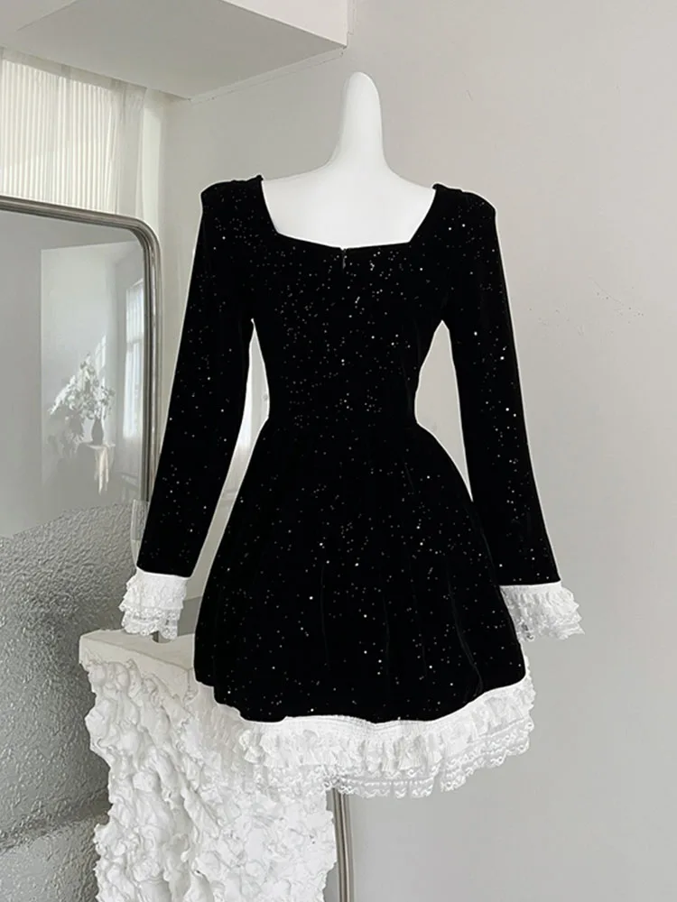 Французское элегантное платье Gyaru для выпускного вечера модное блестящее