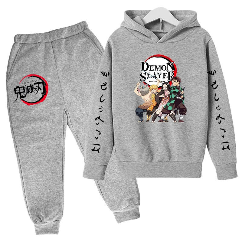 

Kids Cotton Hoodie Set Demon Slayer Pullover Suit Boys Girls Children Sweatshirt Pants 2 Pieces Long Sleeve Clothes 2022