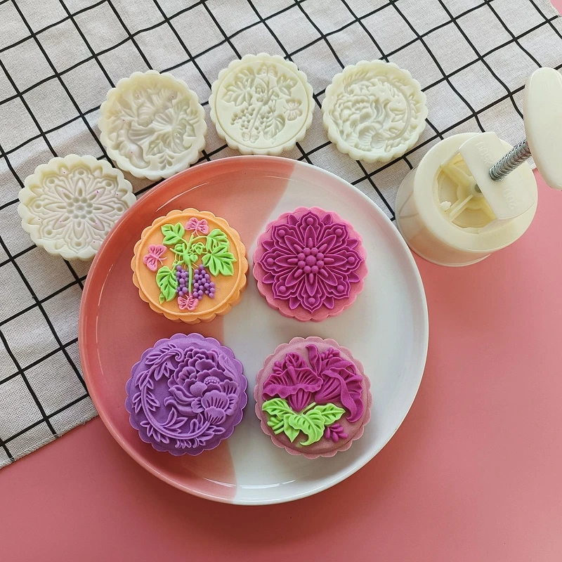 

Форма для торта в форме Луны, винограда, тюльпана, ручное давление, украшение для лунного торта, инструмент для выпечки «сделай сам», для выпечки лунного торта