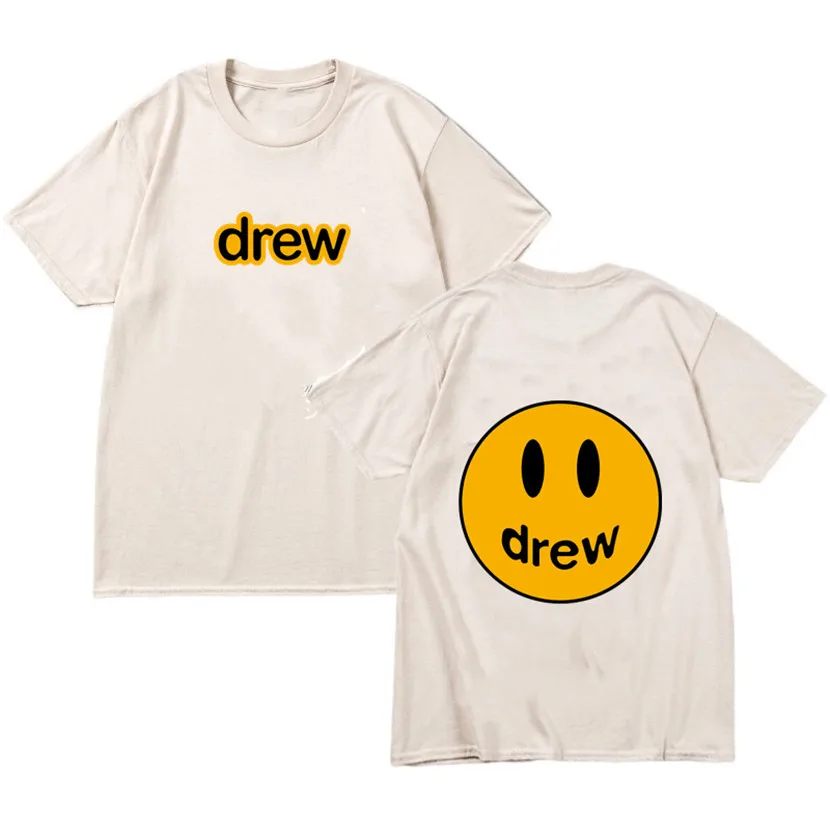 brand drew 2022 hot summer new cotton mens t shirt short sleeve high quality hip hop printed men womens t shirt for male tops free global shipping