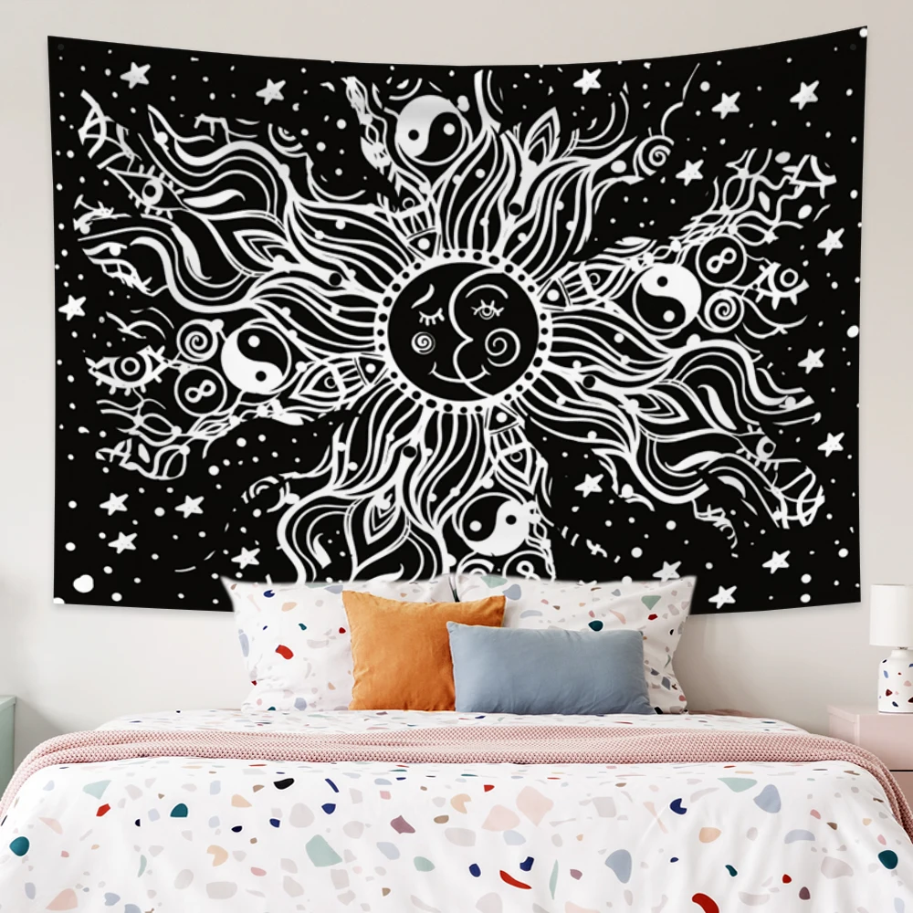 

The Sun Gossip Starry Sky Abstract Tapestry Mandala Pattern Psychedelic Decor Wall Hanging Trippy Room Dorm Esotericism Printing