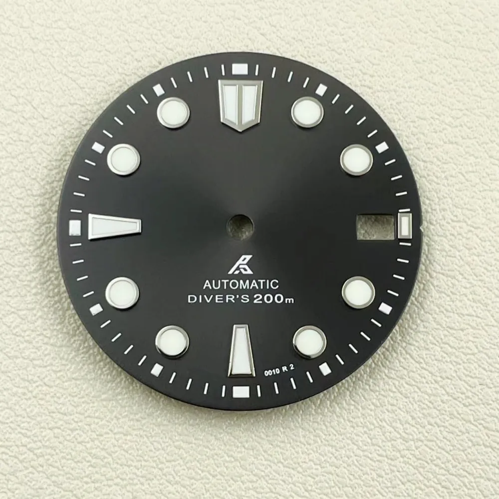 New NH35 mechanical dial luminous diving surface c3 strong green luminous literal diameter 28.5mm watch accessories