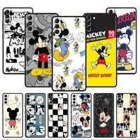 cartoon luxury mickey soft case for samsung galaxy s22 s20 fe s21 s10 s9 plus s8 note 20 ultra 10 lite black phone shell