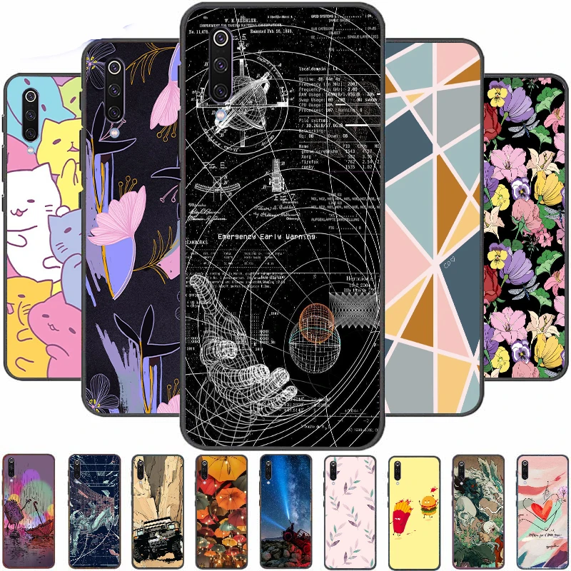 

Silicone Case on For Xiaomi Mi 9 Lite Soft Mi9 9se 9 Se Phone Back Cover Coque Case Xiomi Case Funda Fashion Black Frame