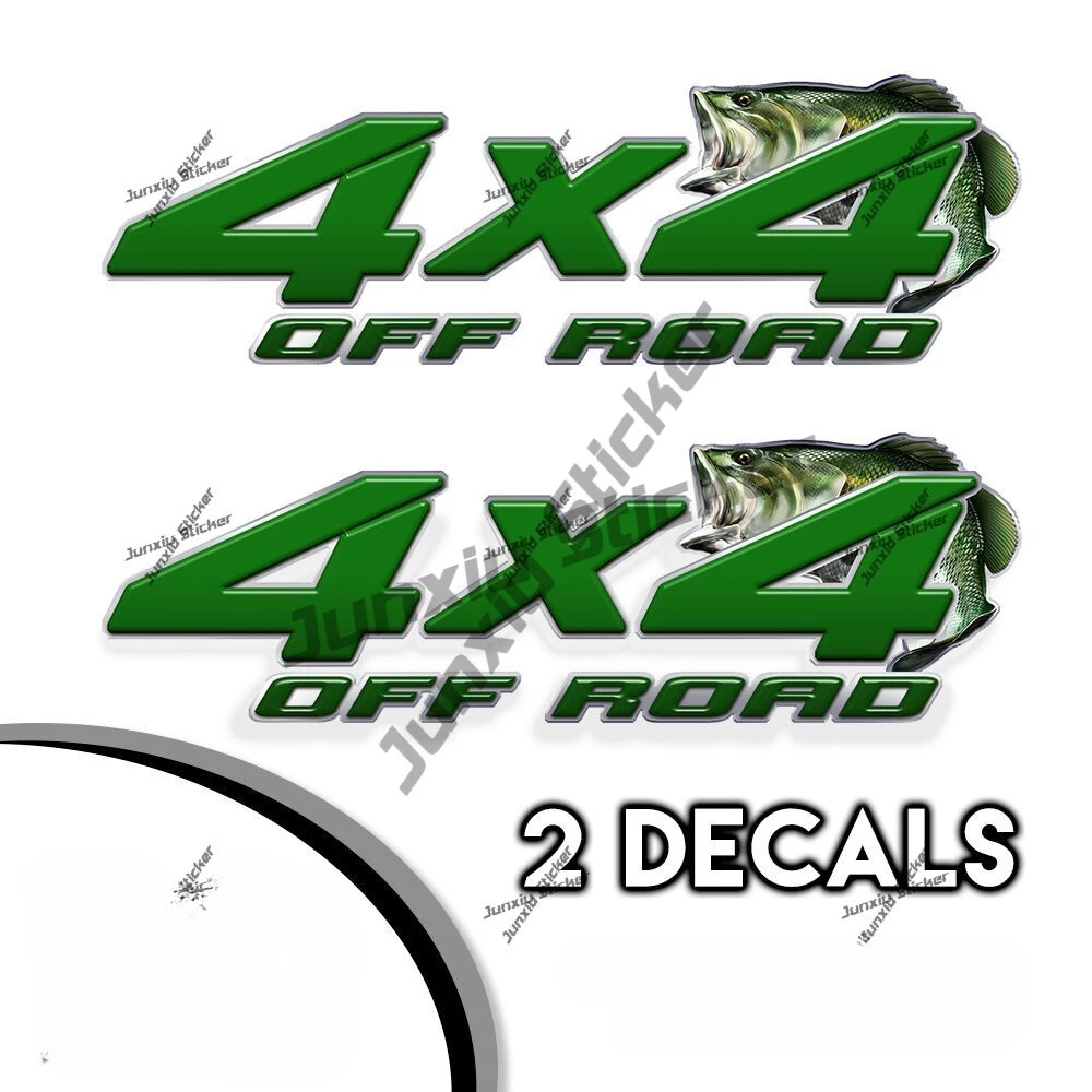 2 шт. 4x4 наклейки для бездорожья темно-зеленая рыба устойчивая к царапинам