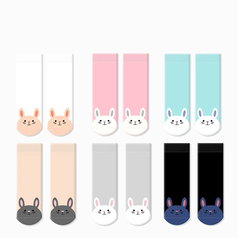 

1 пара милых весенне-осенних женских носков, хлопковые короткие носки с милыми мультяшными животными, кроликами